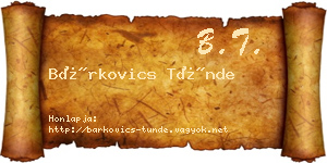 Bárkovics Tünde névjegykártya